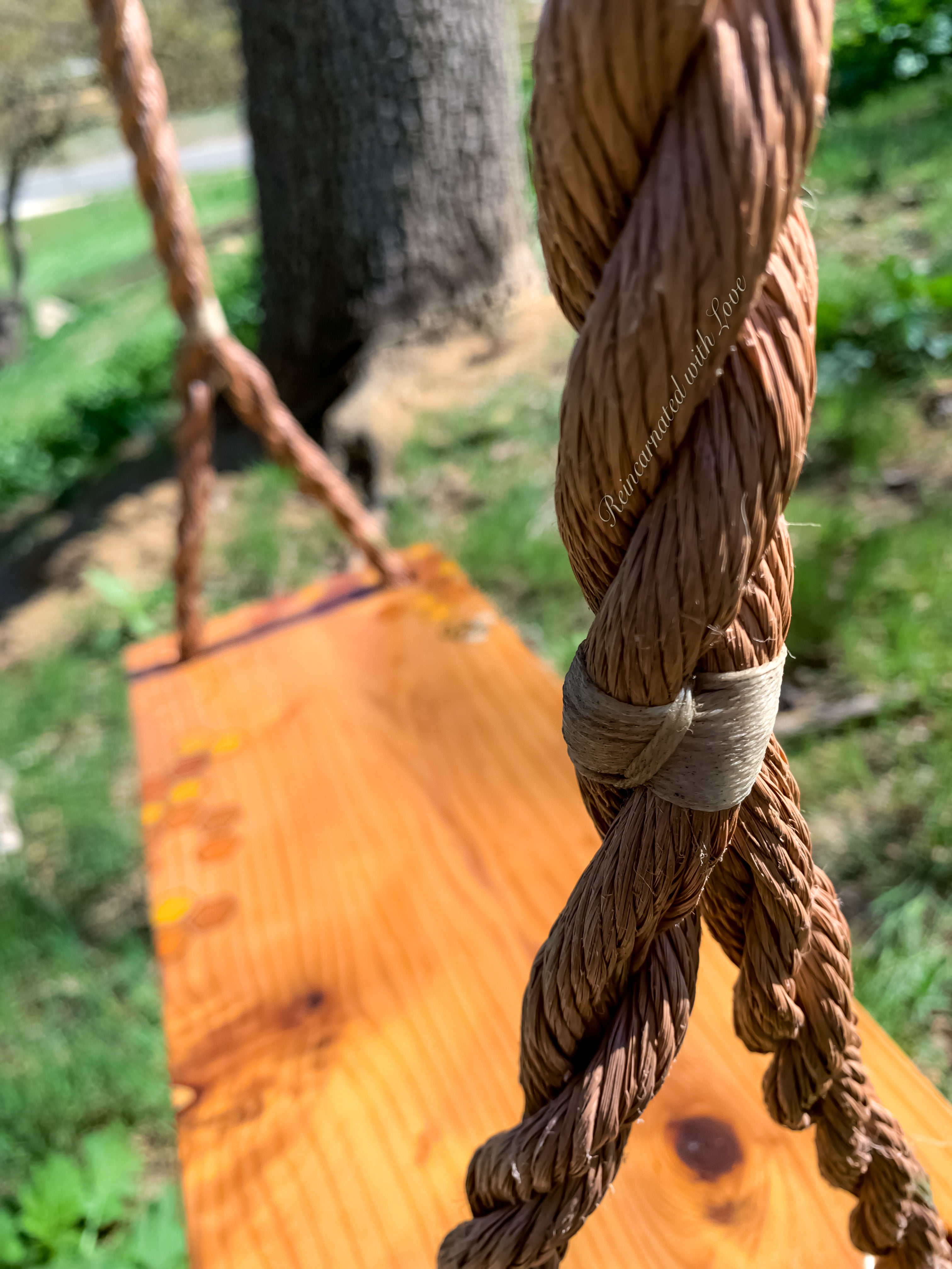 Old-Fashioned Tree Swing ~ with burnt wood honeycomb & tiny bee accents –  Reincarnated with Love